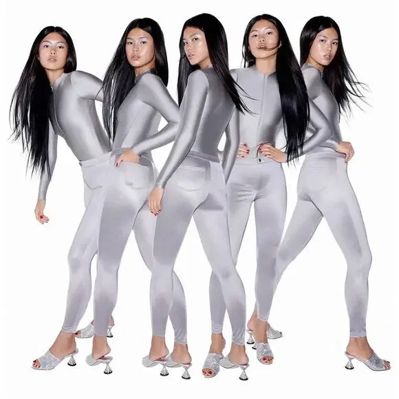 NWT SKIMS Silver Disco Pant Sz. S - Picture 2 of 7